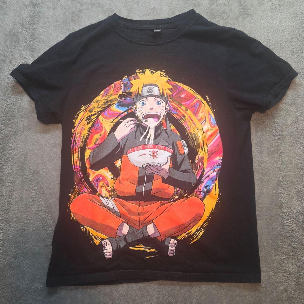 Naruto Ichiraku Ramen Shirt Mens M Black Codigo Cotton Double Sided Graphic Tee